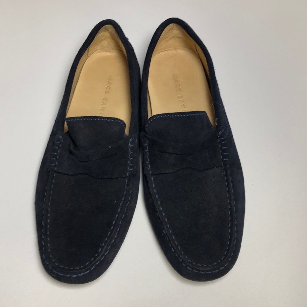 Jack Erwin Navy Suede Driving Loafers, Sz 8